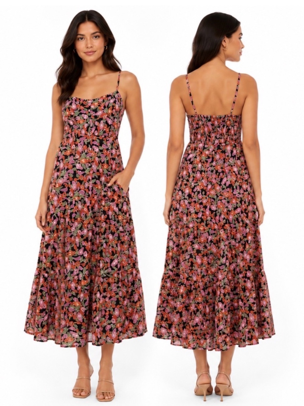 Rare Hard to Find Banjanan BERYL Floral Sundress, Spaghetti Straps, Tiered🌹